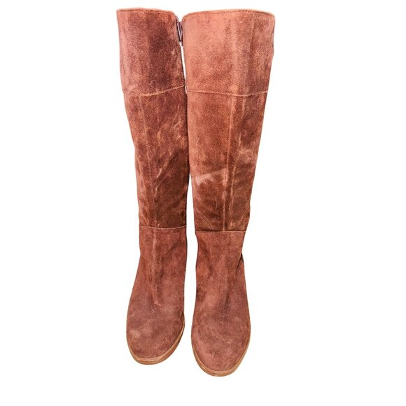 Naturalizer Demi Riding Boot Knee-High Brown Suede Leather Boots Wide Leg Tassle - Picture 4 of 14